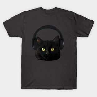 Cat with Headphones T-Shirt